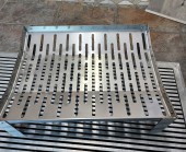 LS Bilodeau's stainless steel firepid stand, stainless steel wood log, stainless steel log holder
