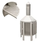 Hexagon outdoor stainless steel fire pit, Hexagon fire place wind breaker, stainless steel fire place outdoor, ls bilodeau fire pit, deluxe fire place outdoor