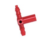 Tee-plug female short red, T-plug plastic LS Bilodeau, Maple 5-16 tee, tubing Tee fitting, T-plug Plastech, tubing hardware T plug LS Bilodeau