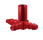 Tee-plug female short red P302717, T-plug plastic LS Bilodeau, Maple 5-16 tee, tubing Tee fitting, T-plug Plastech, tubing hardware T plug LS Bilodeau