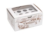 boîte 12 cornets érable illustrée, boîte carton avec fenêtre, emballage cornets érable, boîte cabane à sucre, produits d’érable, emballage acéricole