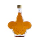 bouteille fleur de lys 50 ml, bouteille verre sirop d’érable, vue alternative, bouteille décorative Québec, emballage produits d’érable