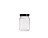 pot carré verre 125 ml, pot sirop d’érable 125 ml, petit contenant verre, emballage produits d’érable, pot acéricole