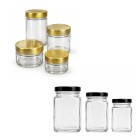 pots verre produits d’érable, pots ronds carrés sirop d’érable, contenants acéricoles, emballage produits d’érable, pots alimentaires verre