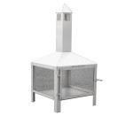 34 in Square outdoor stainless steel fire pit, 34 inches squared fire place wind breaker, stainless steel fire place outdoor, ls bilodeau fire pit